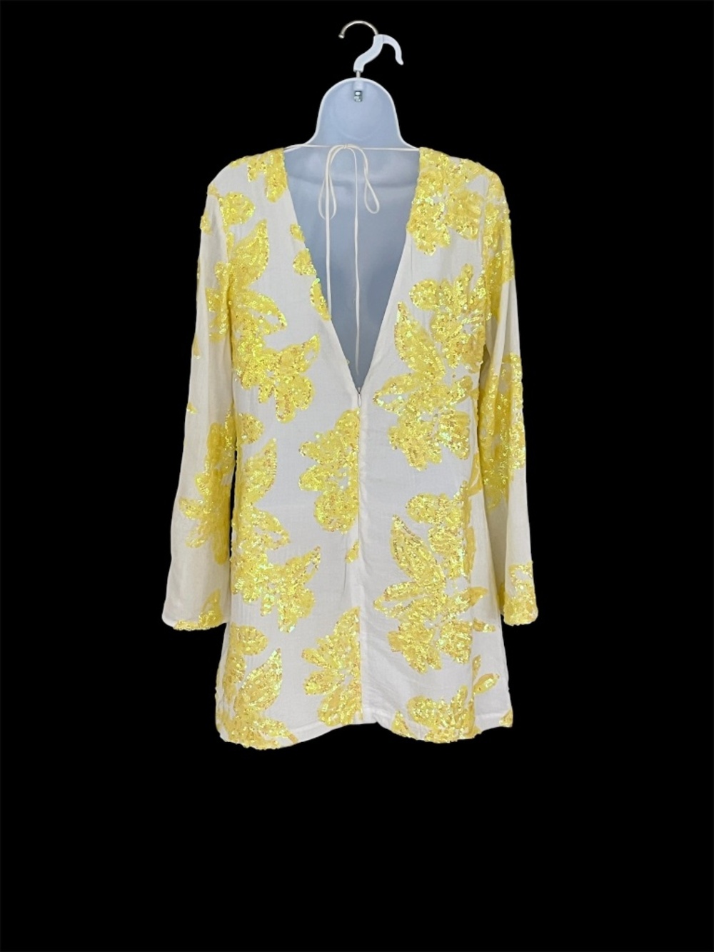 Endless Rose yellow sequin mini dress with bell sleeves, size Medium, like new! - Picture 2 of 4